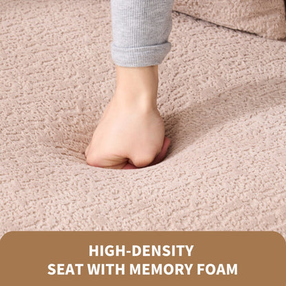 Canapé causeuse compact incurvé sans assemblage en chenille 30D avec éponge de compression complète