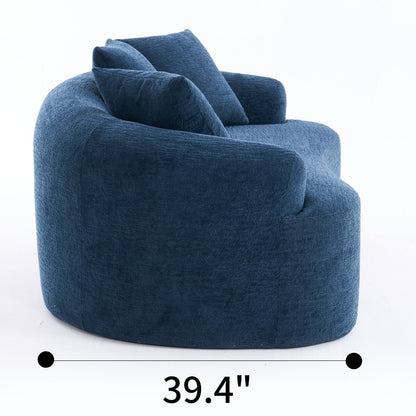 Canapé causeuse compact incurvé sans assemblage en chenille 30D avec éponge de compression complète