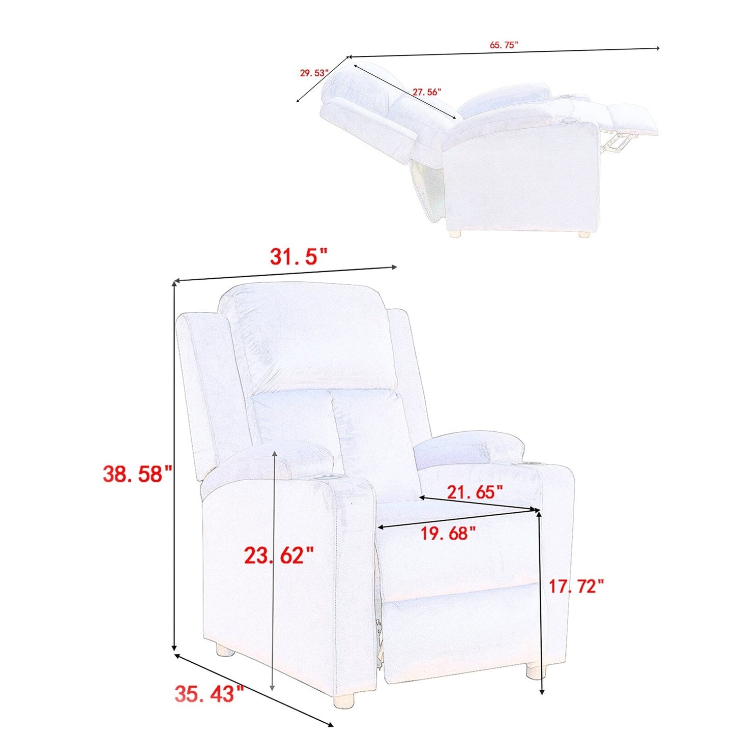 Fauteuil inclinable de 31,5 po de large avec 2 porte-gobelets
