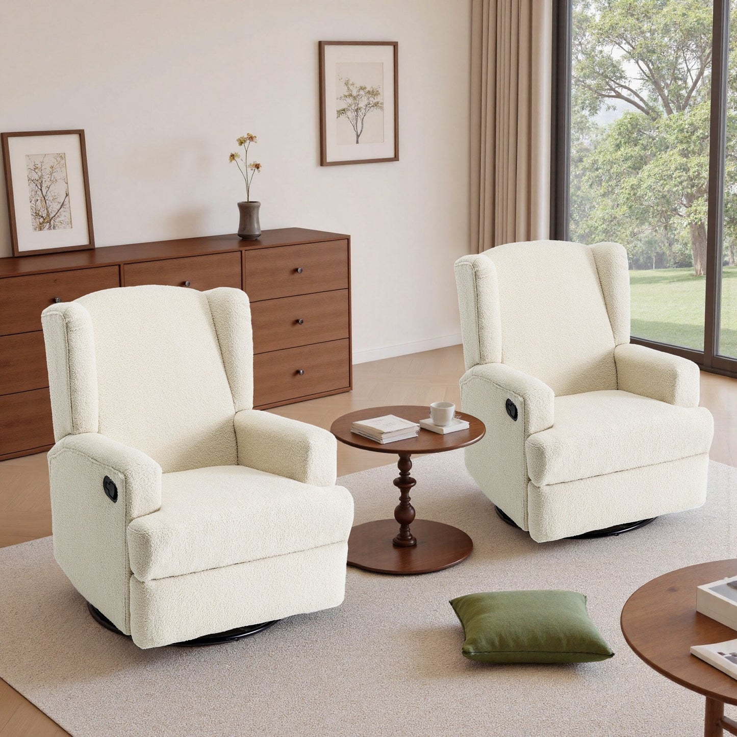 Fauteuil inclinable pivotant manuel de 31 po de largeur pour chambre d'enfant, ensemble de 2