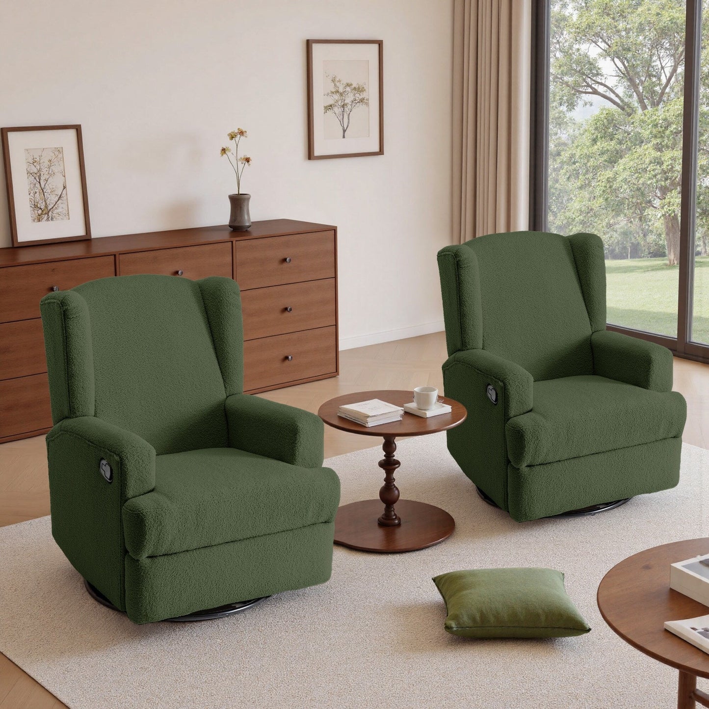 Fauteuil inclinable pivotant manuel de 31 po de largeur pour chambre d'enfant, ensemble de 2