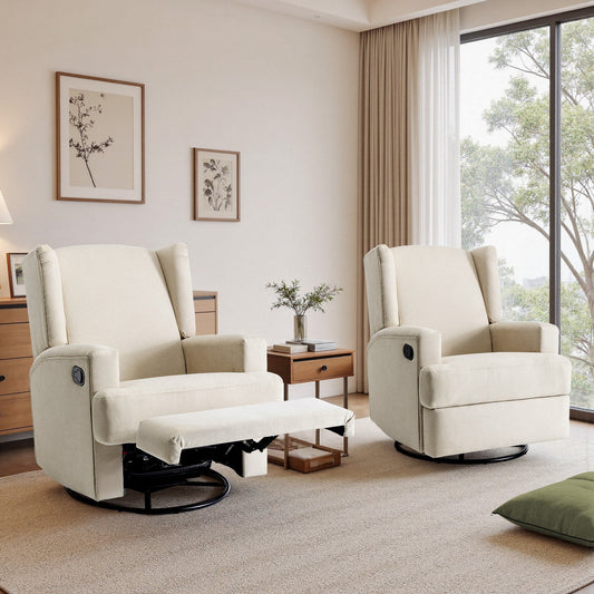 Fauteuil inclinable pivotant manuel de 31 po de largeur pour chambre d'enfant, ensemble de 2