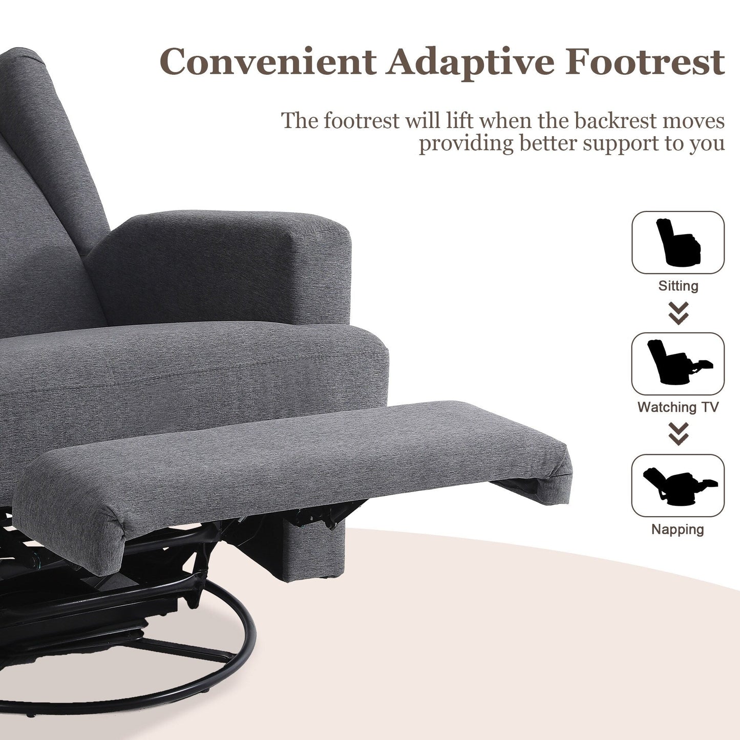 Fauteuil inclinable pivotant à oreilles de 31 po de largeur pour chambre d'enfant