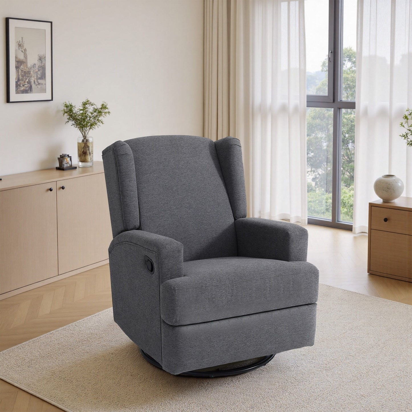 Fauteuil inclinable pivotant à oreilles de 31 po de largeur pour chambre d'enfant