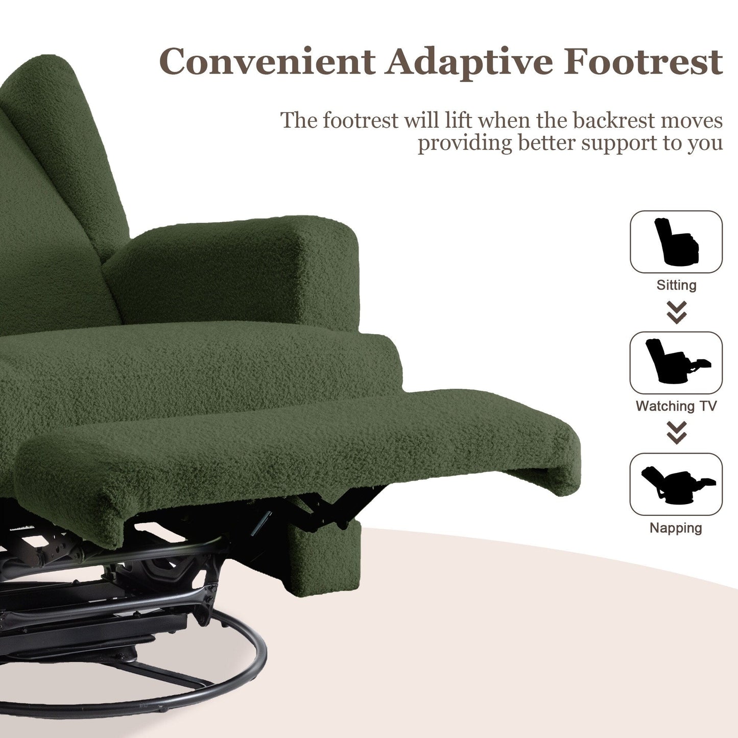 Fauteuil inclinable pivotant à oreilles de 31 po de largeur pour chambre d'enfant