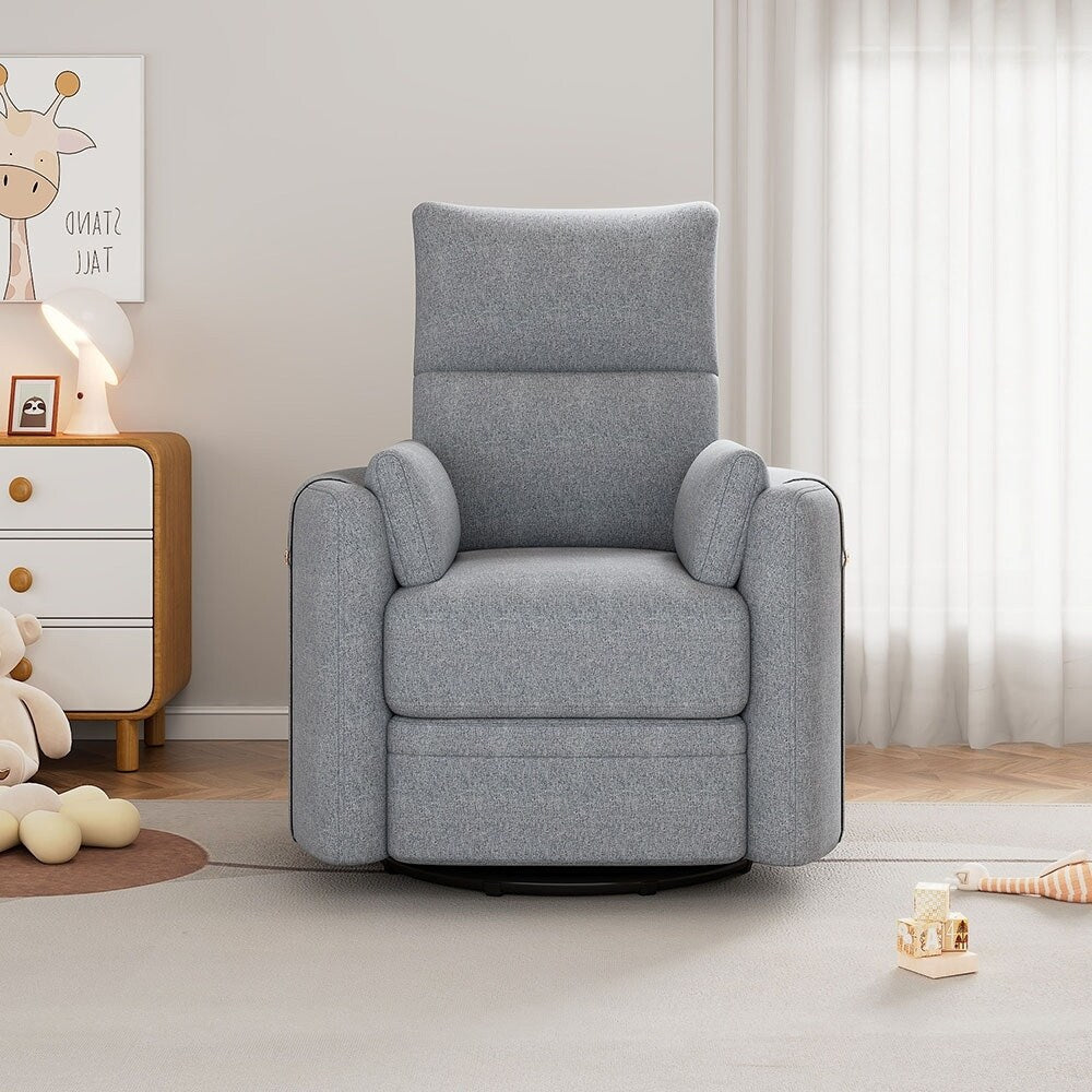 Fauteuil inclinable à bascule pour allaitement, pivotant avec 2 oreillers, chaise confortable