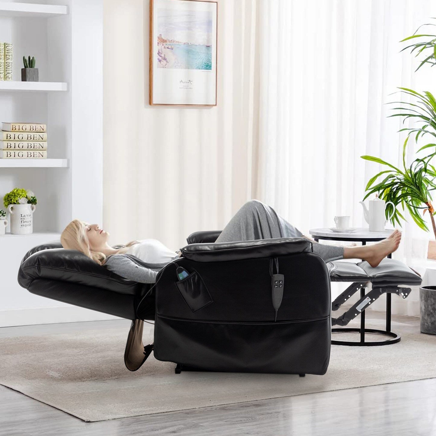 Fauteuil inclinable électrique double de 35,5 W, massage et chauffage, 180 degrés