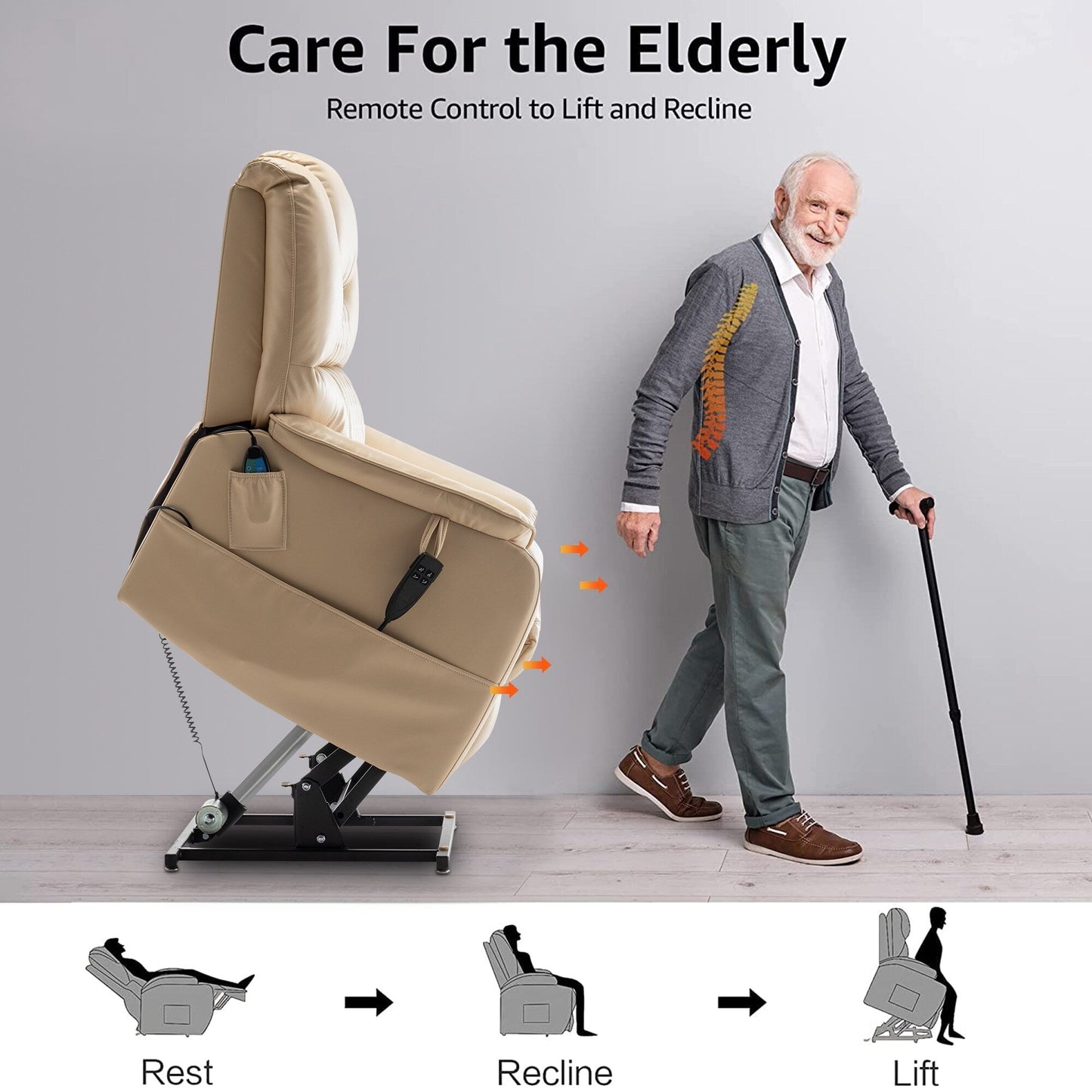 Fauteuil inclinable électrique double de 35,5 W, massage et chauffage, 180 degrés