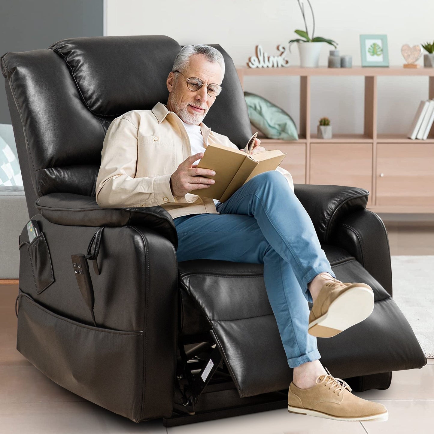 Fauteuil inclinable électrique double de 35,5 W, massage et chauffage, 180 degrés