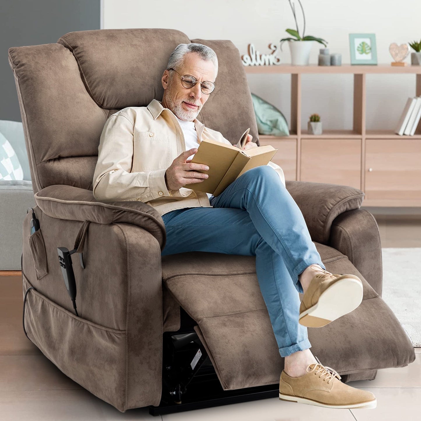Fauteuil inclinable électrique double de 35,5 W, massage et chauffage, 180 degrés