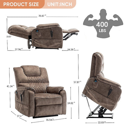 Fauteuil inclinable électrique double de 35,5 W, massage et chauffage, 180 degrés