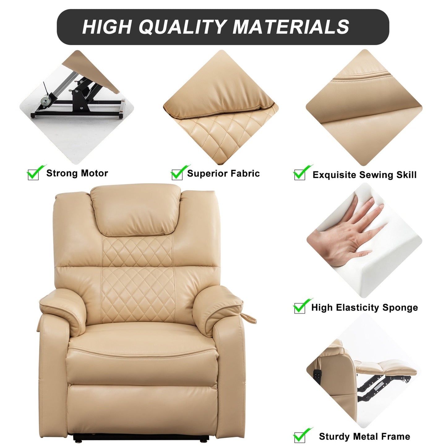 Fauteuil inclinable électrique double de 35,5 W, massage et chauffage, 180 degrés