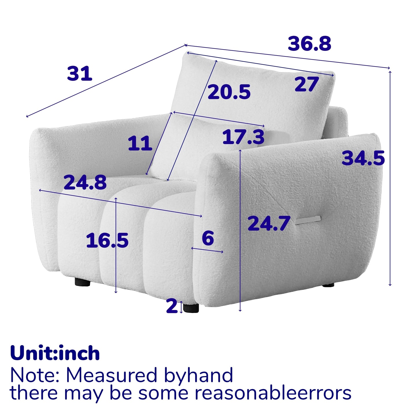 Canapé en tissu Teddy 36,8 pouces, fauteuil de salon moderne pour appartement, bureau, salon et chambre, vert