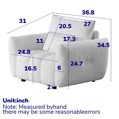 Canapé en tissu Teddy 36,8 pouces, fauteuil de salon moderne pour appartement, bureau, salon et chambre, vert