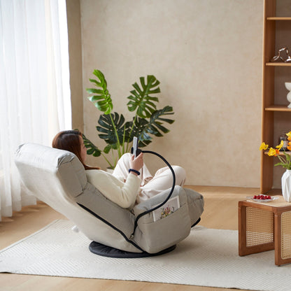 Fauteuil de salon réglable, pivotant à 360 degrés, pliable et inclinable, avec support pour téléphone