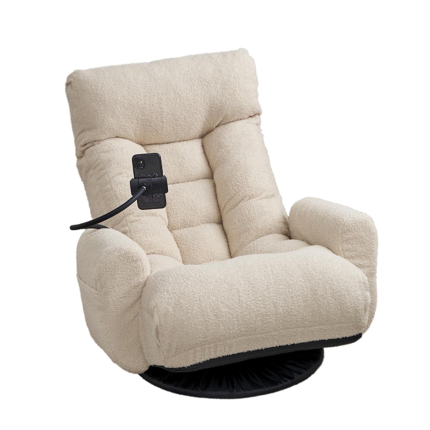 Fauteuil de salon réglable, pivotant à 360 degrés, pliable et inclinable, avec support pour téléphone