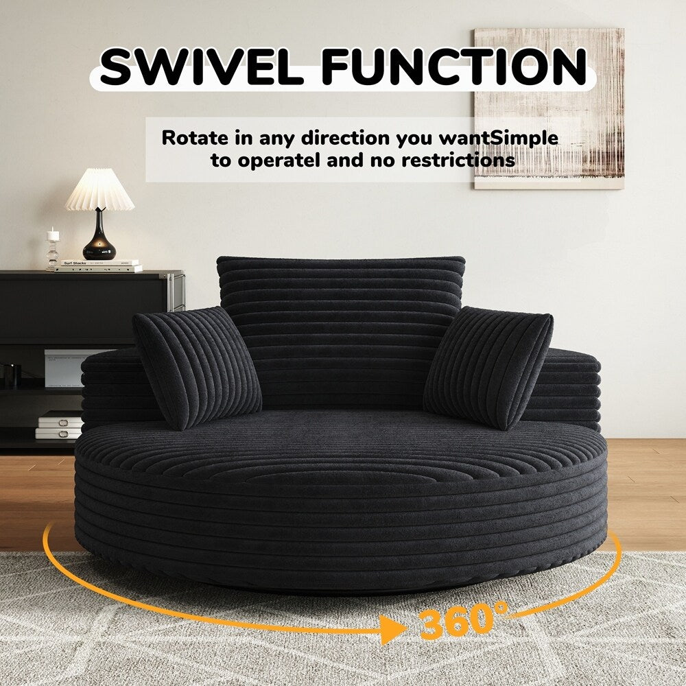 Fauteuil pivotant à 360 degrés en velours côtelé et mousse chenille, canapé simple