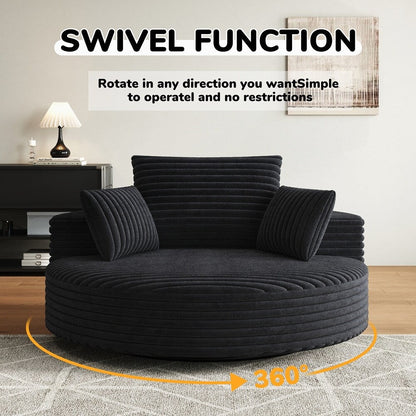 Fauteuil pivotant à 360 degrés en velours côtelé et mousse chenille, canapé simple
