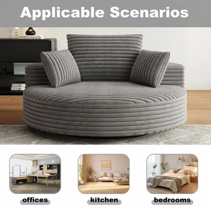 Fauteuil pivotant à 360 degrés en velours côtelé et mousse chenille, canapé simple