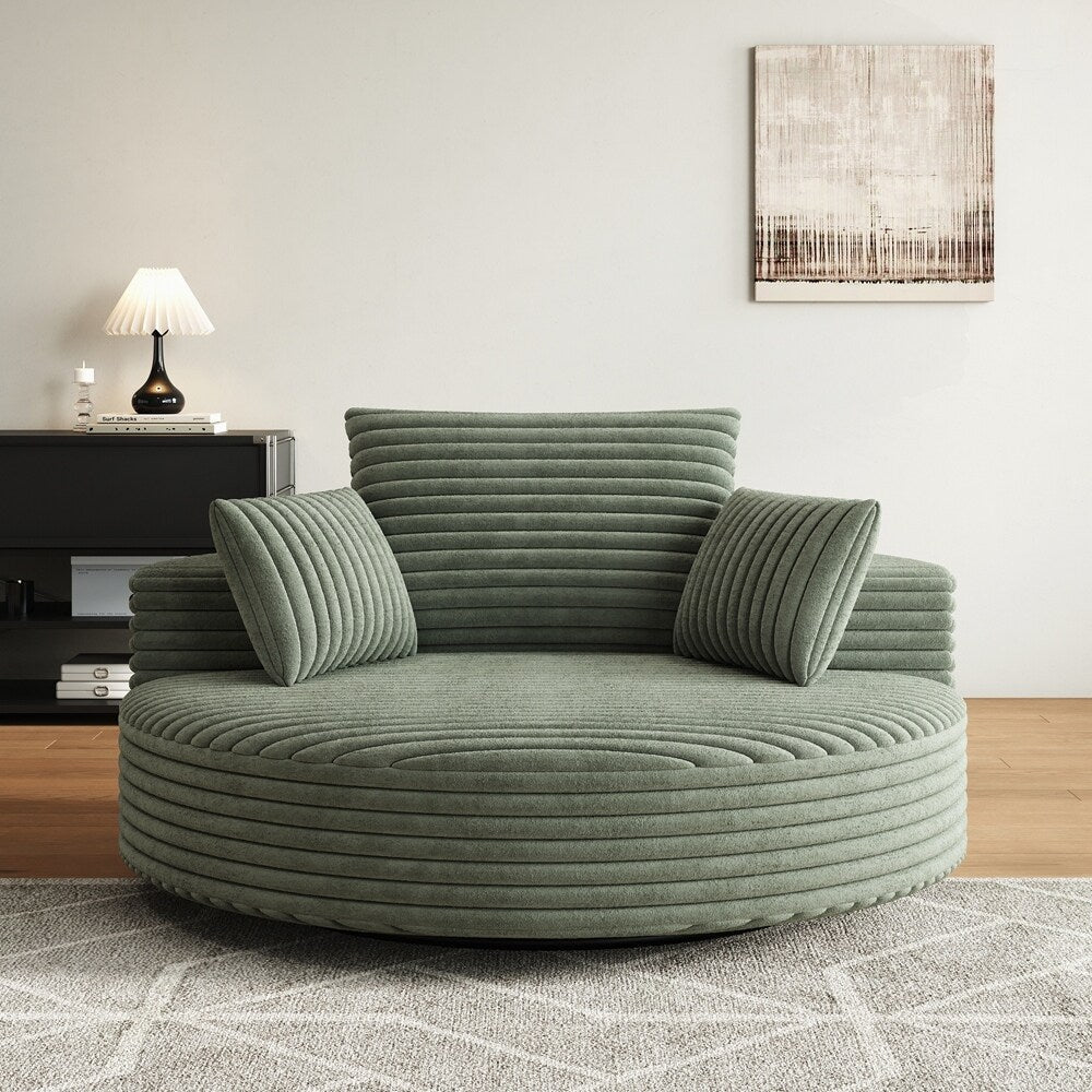 Fauteuil pivotant à 360 degrés en velours côtelé et mousse chenille, canapé simple