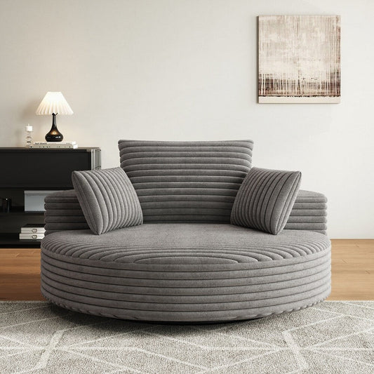 Fauteuil pivotant à 360 degrés en velours côtelé et mousse chenille, canapé simple