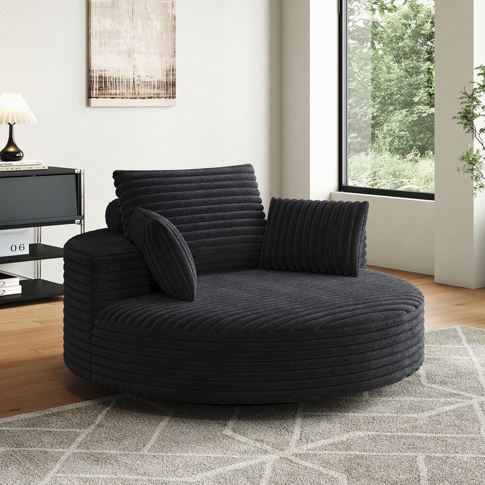 Fauteuil pivotant à 360 degrés en velours côtelé et mousse chenille, canapé simple