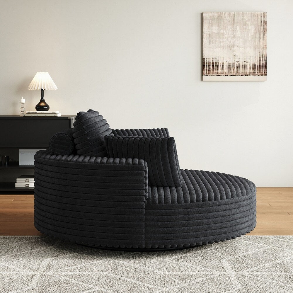 Fauteuil pivotant à 360 degrés en velours côtelé et mousse chenille, canapé simple