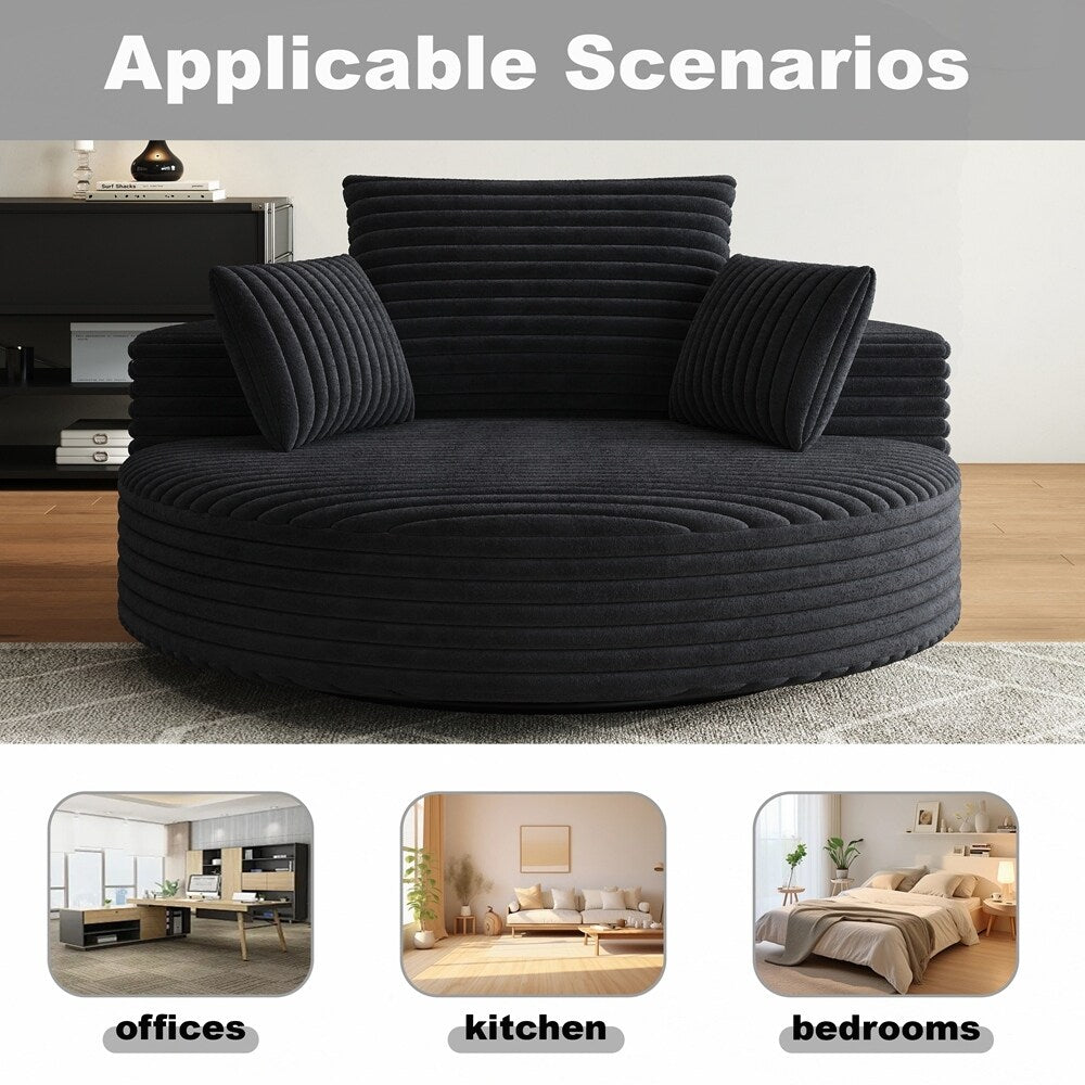 Fauteuil pivotant à 360 degrés en velours côtelé et mousse chenille, canapé simple