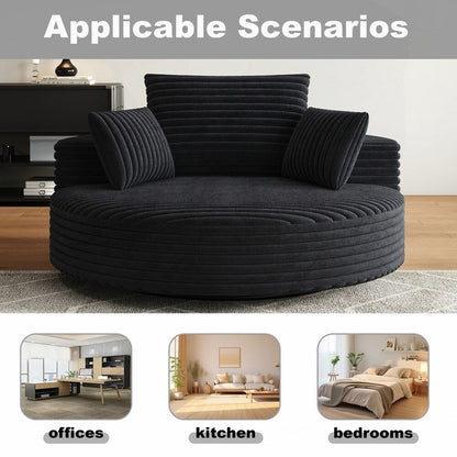 Fauteuil pivotant à 360 degrés en velours côtelé et mousse chenille, canapé simple