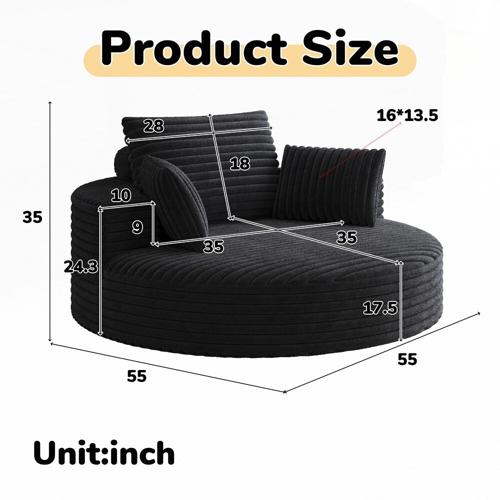 Fauteuil pivotant à 360 degrés en velours côtelé et mousse chenille, canapé simple