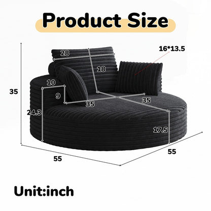 Fauteuil pivotant à 360 degrés en velours côtelé et mousse chenille, canapé simple