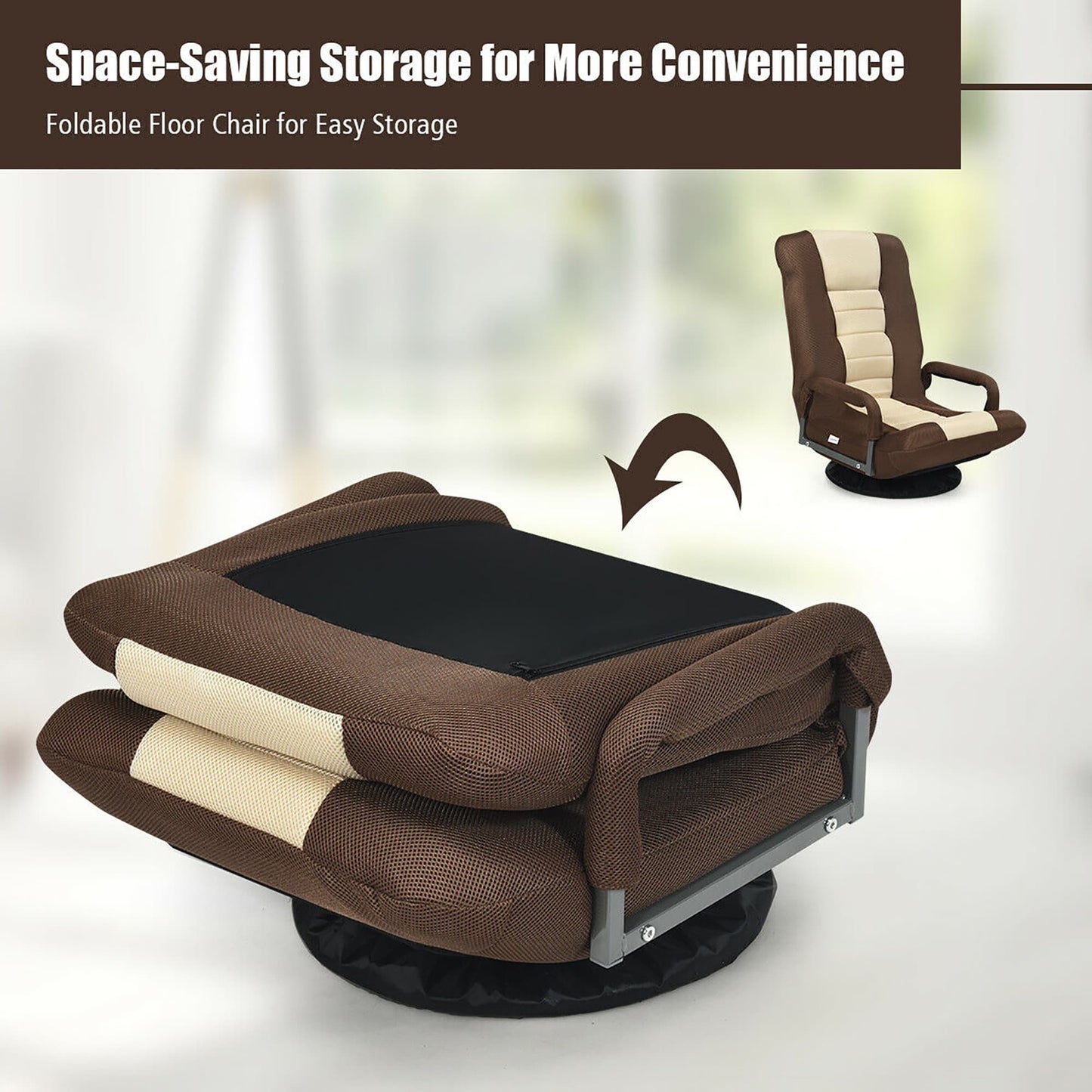 Chaise de jeu pivotante à 360 degrés avec dossier réglable et pliable