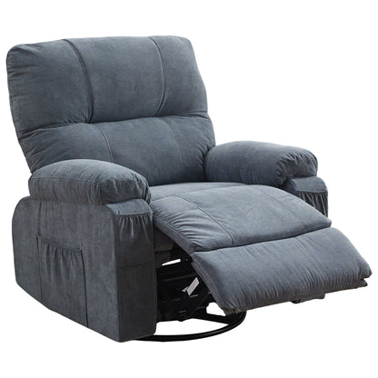 Fauteuil inclinable manuel pivotant à 360° en tissu avec repose-pieds coulissant et poches latérales