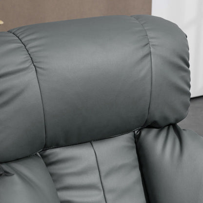 Fauteuil inclinable de massage manuel pivotant à 360° en cuir PU avec repose-pieds, dossier réglable et vibration à 10 points
