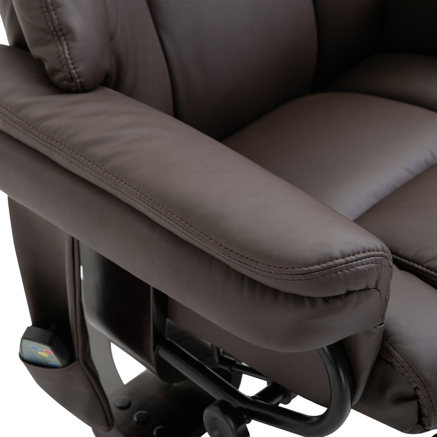 Fauteuil inclinable massant pivotant à 360° en cuir PU avec 10 points de vibration, dossier et repose-pieds réglables