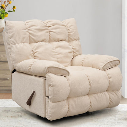 Fauteuil inclinable pivotant à 360° en tissu d'ameublement, fauteuil à bascule inclinable simple avec soutien lombaire pour salon