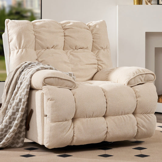 Fauteuil inclinable pivotant à 360° en tissu d'ameublement, fauteuil à bascule inclinable simple avec soutien lombaire pour salon