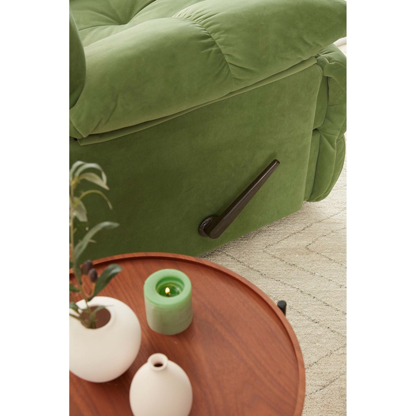 Fauteuil inclinable pivotant à 360° en tissu d'ameublement, fauteuil à bascule inclinable simple avec soutien lombaire pour salon