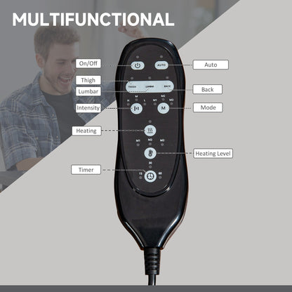 Fauteuil de bureau pivotant à 360° avec massage, dossier haut, inclinable, chauffage lombaire, inclinaison réglable et repose-pieds extensible