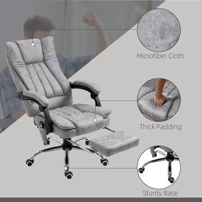 Fauteuil de bureau pivotant à 360° avec massage, dossier haut, inclinable, chauffage lombaire, inclinaison réglable et repose-pieds extensible