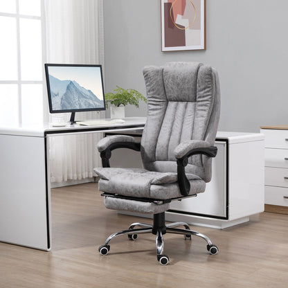 Fauteuil de bureau pivotant à 360° avec massage, dossier haut, inclinable, chauffage lombaire, inclinaison réglable et repose-pieds extensible