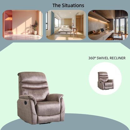 Fauteuil inclinable pivotant à 360° avec dossier réglable, tissu résistant, canapé inclinable moderne avec soutien lombaire