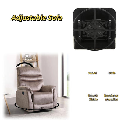 Fauteuil inclinable pivotant à 360° avec dossier réglable, tissu résistant, canapé inclinable moderne avec soutien lombaire