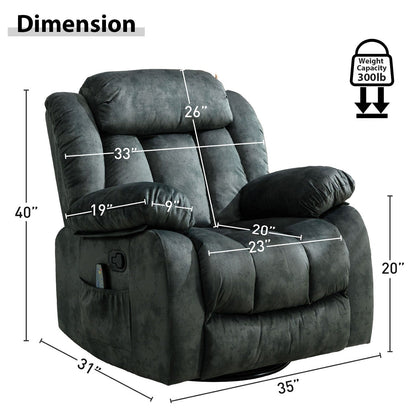 Fauteuil inclinable à bascule manuel pivotant à 360° avec massage et vibrations