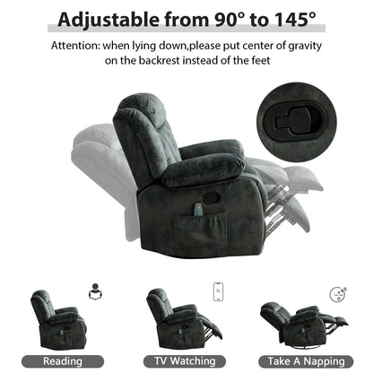 Fauteuil inclinable à bascule manuel pivotant à 360° avec massage et vibrations