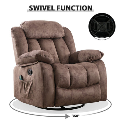 Fauteuil inclinable à bascule manuel pivotant à 360° avec massage et vibrations