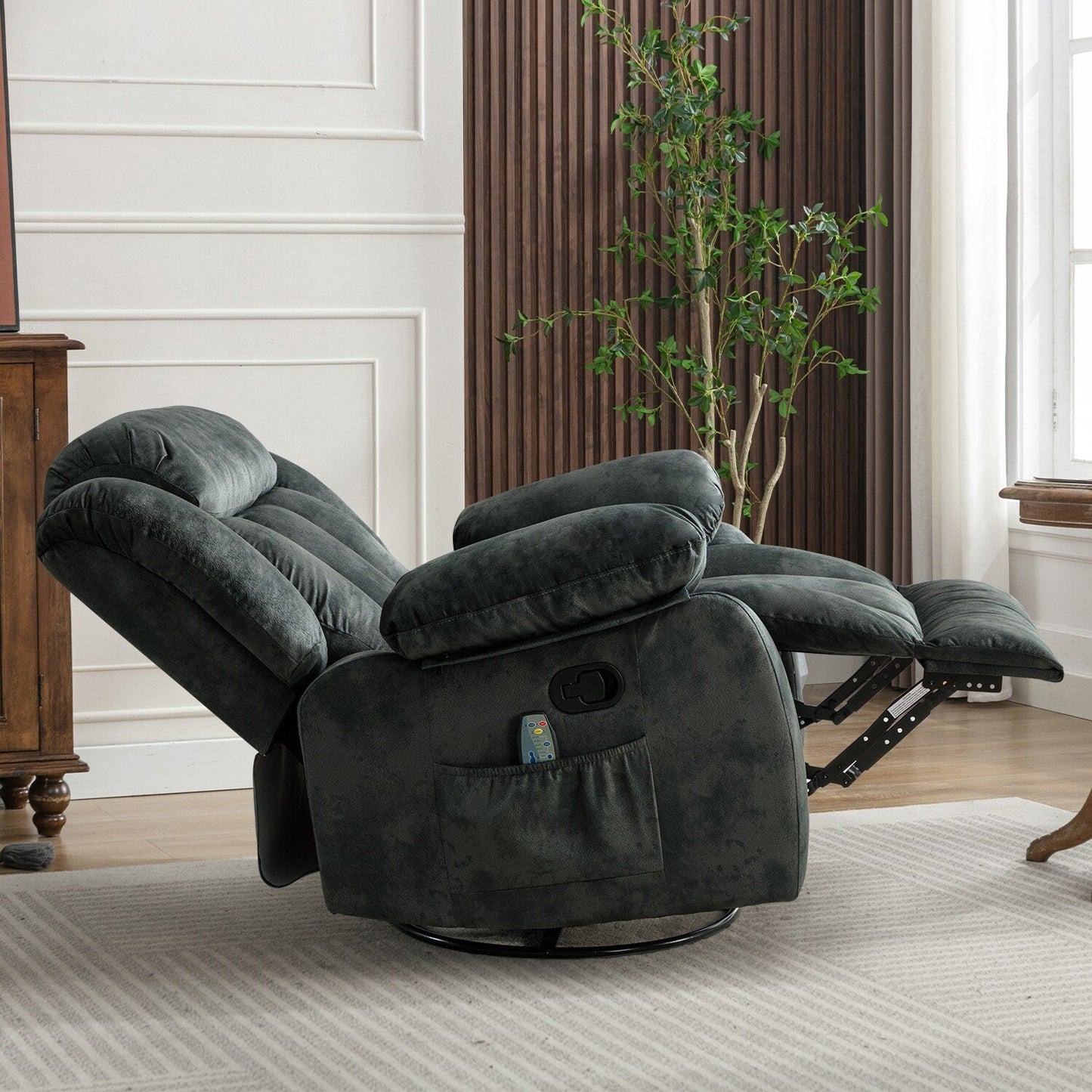 Fauteuil inclinable à bascule manuel pivotant à 360° avec massage et vibrations
