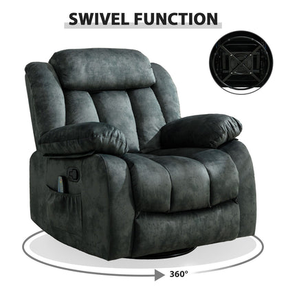 Fauteuil inclinable à bascule manuel pivotant à 360° avec massage et vibrations