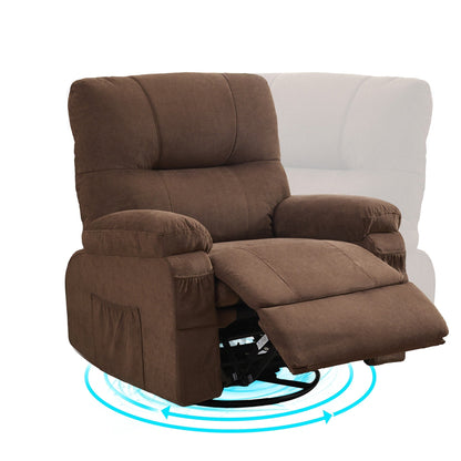 Fauteuil inclinable pivotant à 360° avec dossier réglable, fauteuil à bascule pivotant avec repose-pieds, coussins moelleux et poches latérales