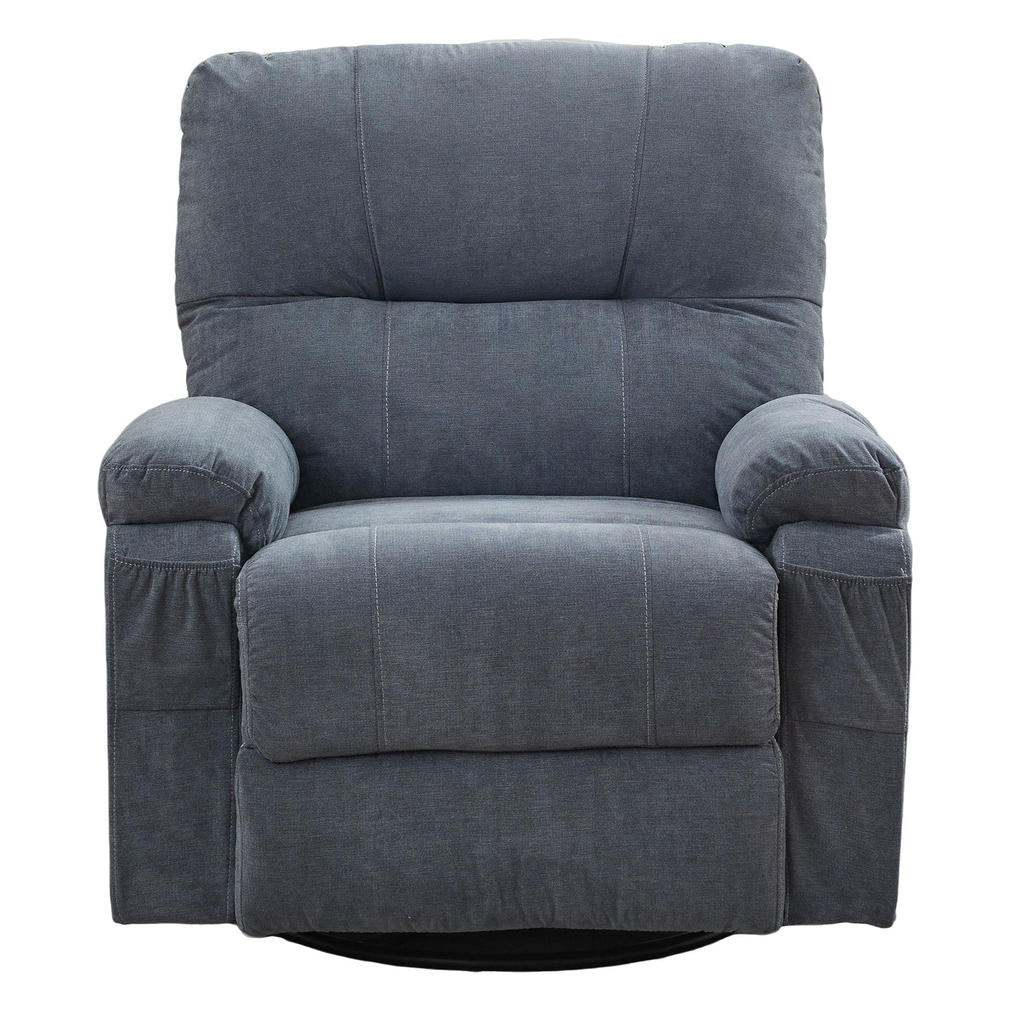 Fauteuil inclinable pivotant à 360° avec dossier réglable, fauteuil à bascule pivotant avec repose-pieds, coussins moelleux et poches latérales